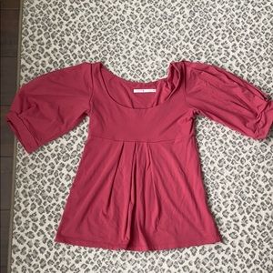 Susana Monaco Babydoll Puff Sleeve Top M Rose